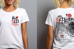 White empty t-shirt woman model template Mockup for design front and back view